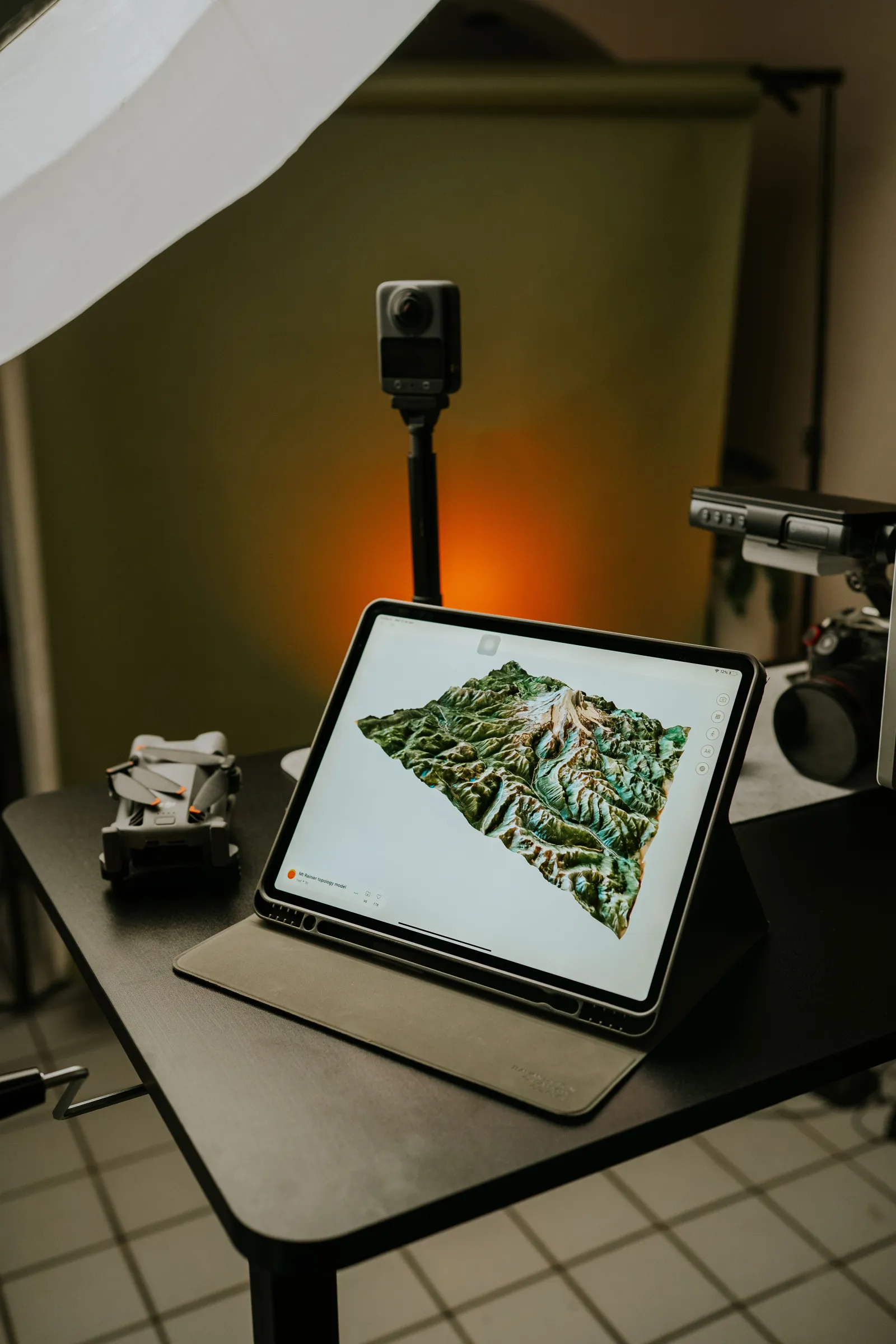 3D terrain model opened on a tablet